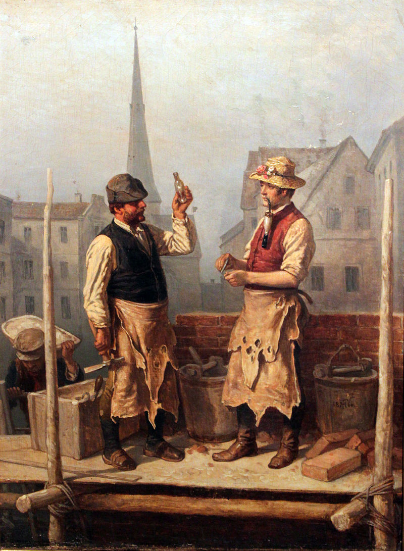 Masons in the construction of the Red Town Hall, Berlin