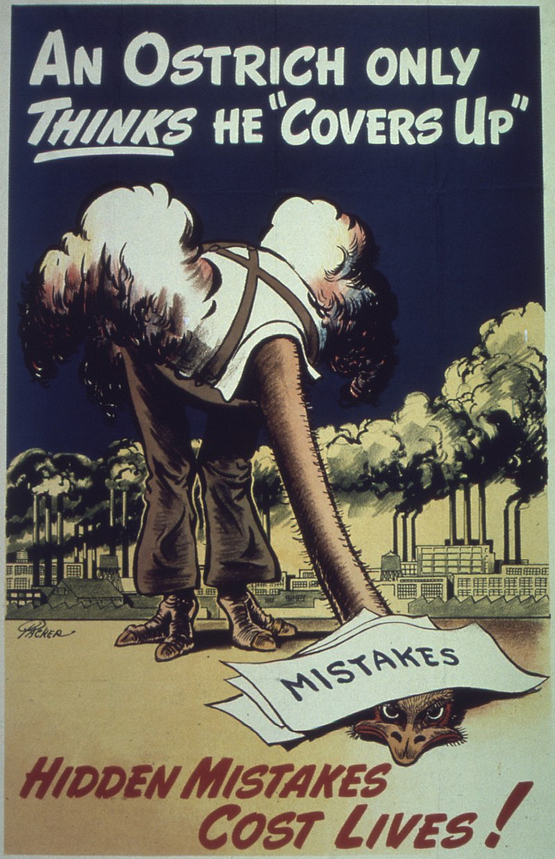 "An ostrich only thinks he "covers up."
